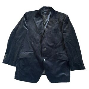Vtg Pierre Cardin Pinstripe Velvet Blazer Men 40S Black Cotton Y2K Made in Japan